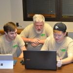 Tyler Whitaker (l) and Cameron Hale (r) with Faculty Mentor Dr. Robert Mohr (c)
