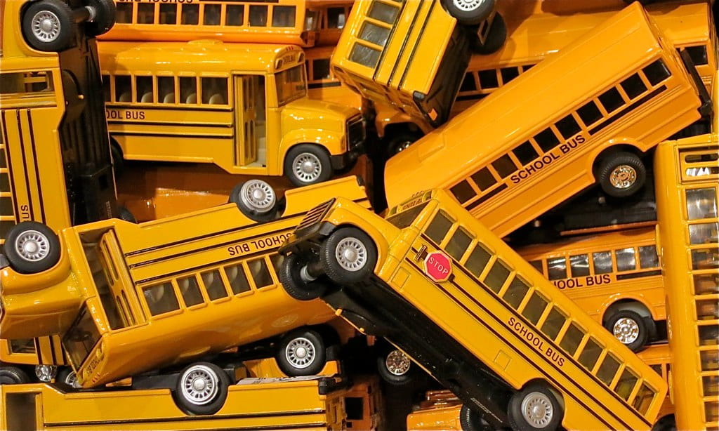a picture of toy school buses