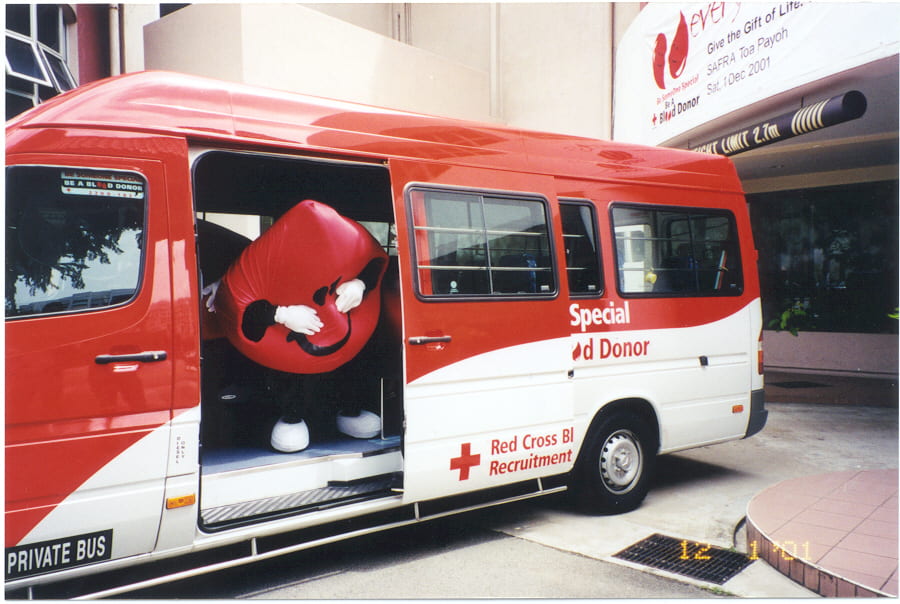 A mobile blood bank.