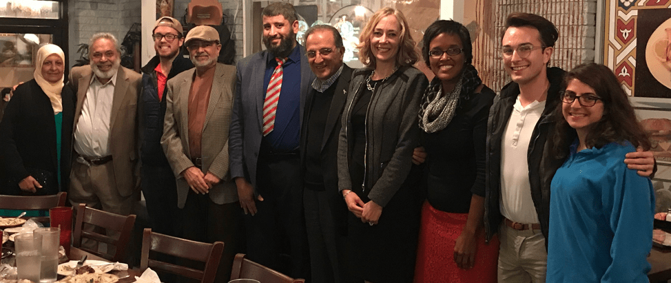 Dr. James Zogby with members of the the Insitute for Human Rights and Birmingham Islamic Society.