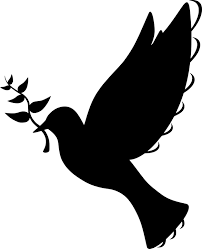 Silhouette of a dove holding an olive branch
