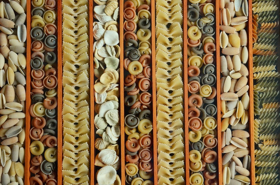 a photo of various types of pasta