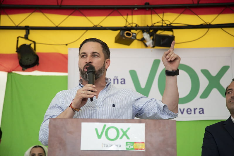 Santiago Abascal speaks at a rally.