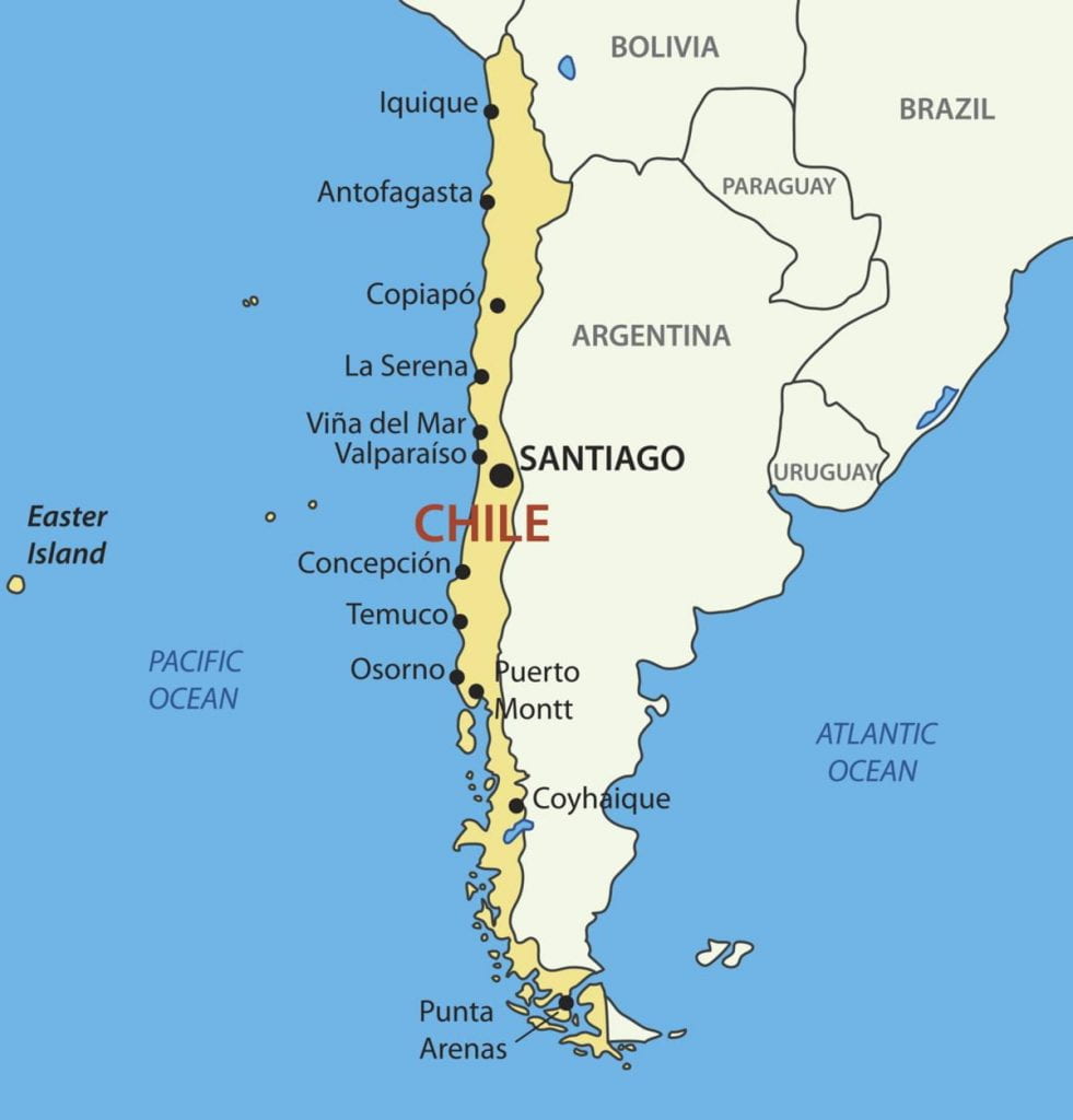 An image of the map of Chile.