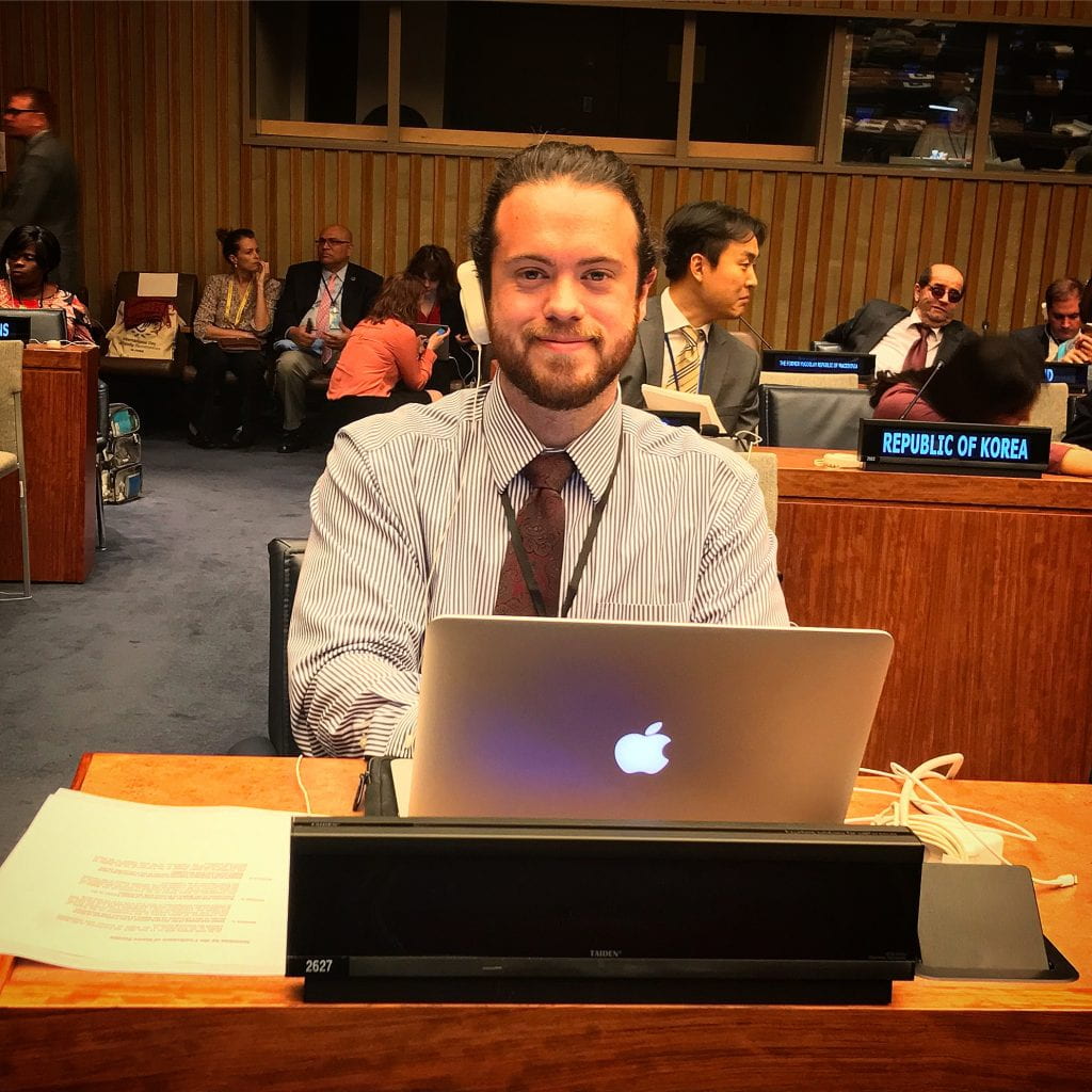 a photo of Nick on the UN floor