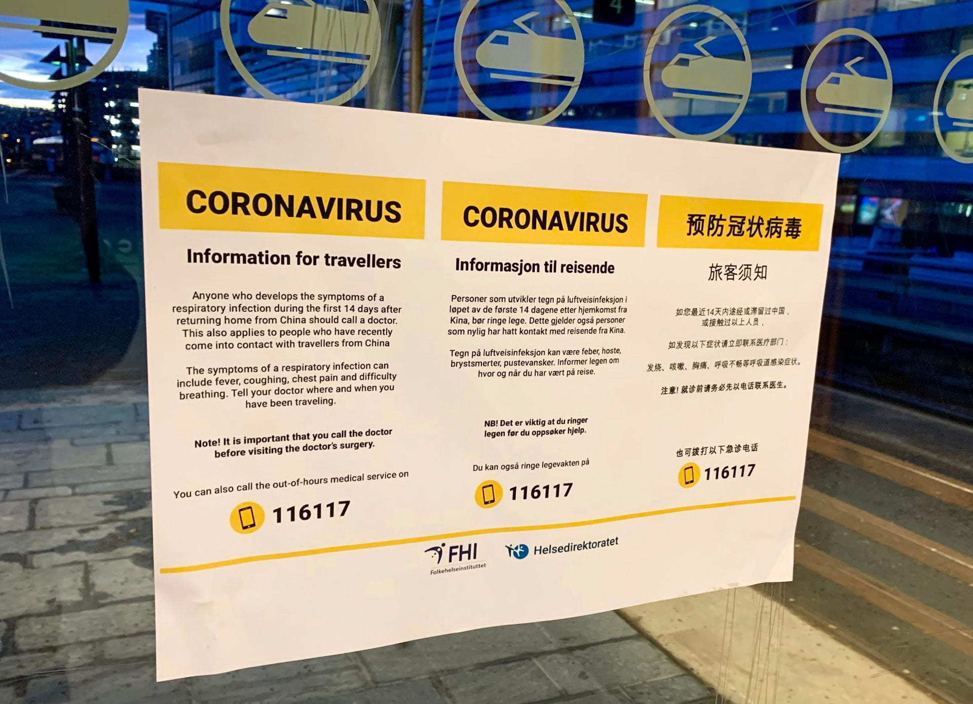 informational poster on coronavirus and travel