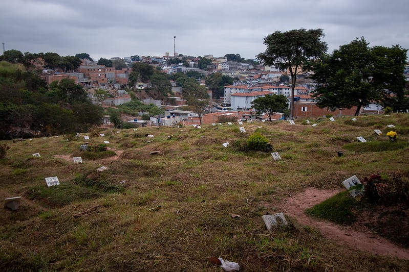 Small grave onlooking a favela.