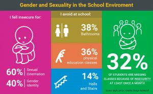 Graphic showing insecurity related to gender and sexuality in school environment