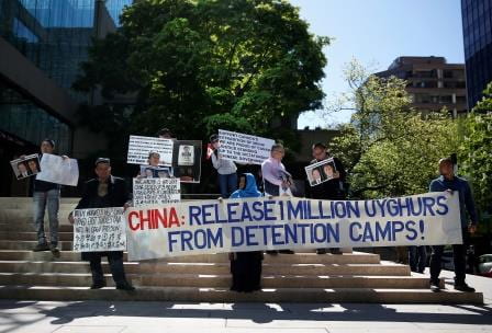 Protestors rebuking China over Uyghur detention