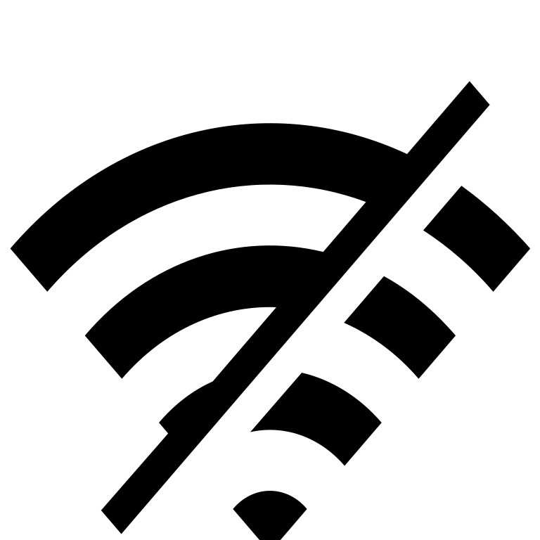 The Wi-Fi symbol, with a cross through it.