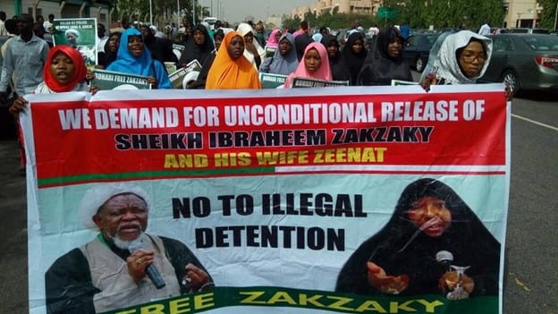 Not just men, but women also protesting the illegal detention of the leader. Source: Yahoo Images.