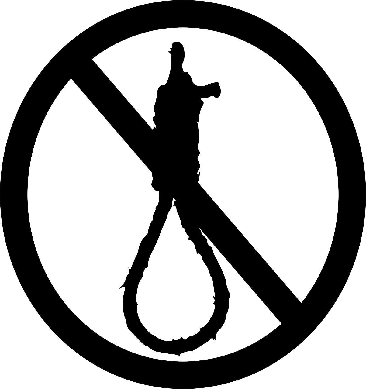 An image of a noose with a slash across it, signifying its abolition.