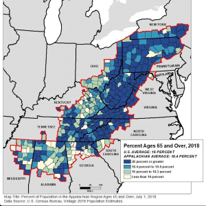map of population age in appalachia
