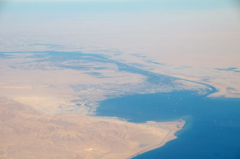 The suez canal aerial view
