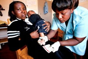 A mother and her child during a pediatric check-up