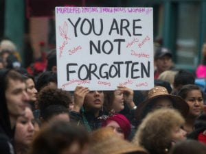 'You are not Forgotten' sign at protest