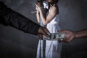 A woman being trafficked