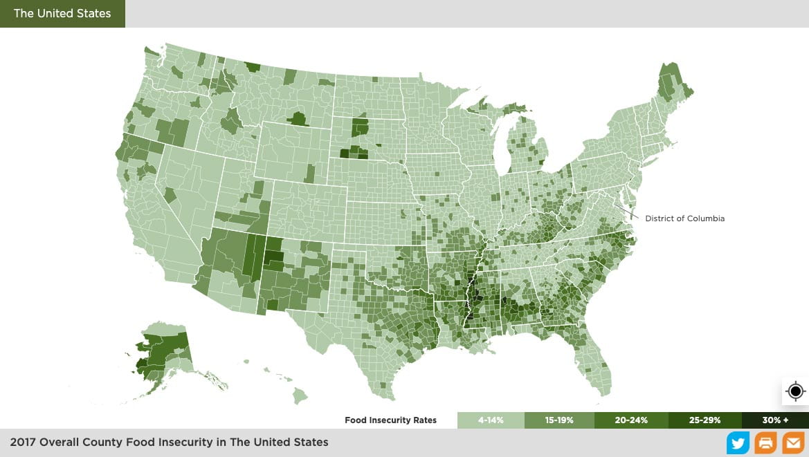 I wanted to showcase how prevalent food insecurity is, and how it is concentrated a lot more in the South.