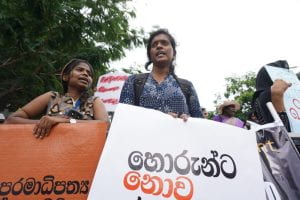 Sri Lankans protesting 