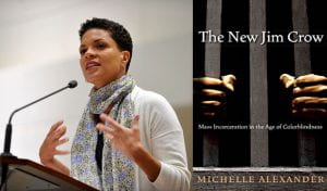 Author Michelle Alexander. Cover of the book The New Jim Crow. 