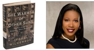 Author Isabel Wilkerson. Cover of the book The Warmth of Other Suns. 