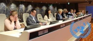 People with Down syndrome at the UN meeting. 