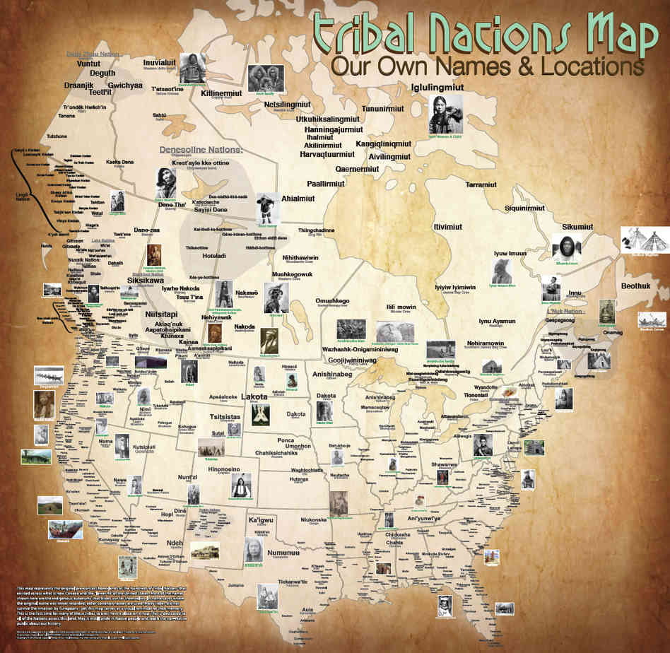 An image depicting all the various different indigenous tribes that existed in America before the European Settlers landed