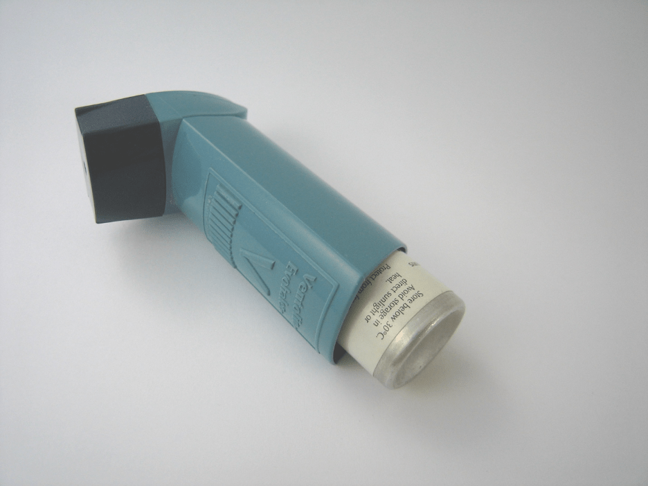 Alternate Text: Photo of a blue inhaler. Source: Flickr