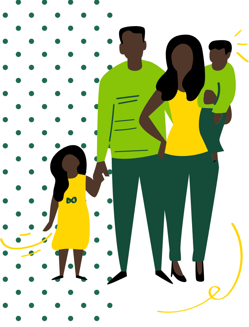illustration of black family covid study participants